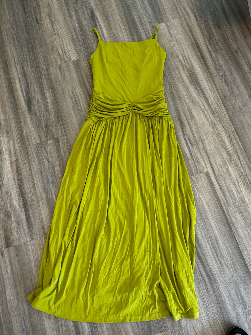 OGL Not-See-Thru Spaghetti Gathered Maxi Bra Dress size medium sprout green - Picture 3 of 6
